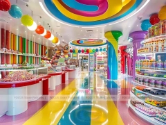 Sweet Galaxy Candy Experience Layout for Custom Sweets Retail