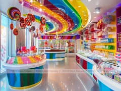 Sweet Galaxy Candy Experience Layout with Branded Candy Merchandising
