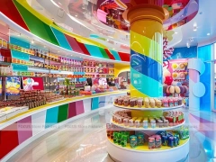 Sweet Galaxy Candy Experience Layout with Island Tasting Displays Concept