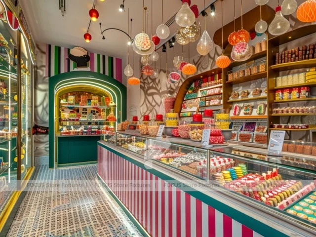 Sweet Galaxy Candy Experience Layout with Island Tasting Displays Concept