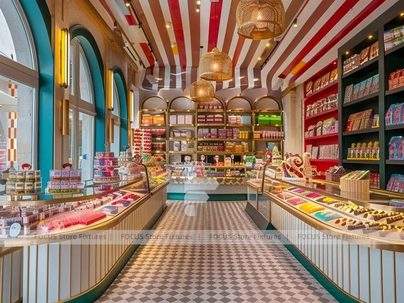 Sweet Galaxy Candy Experience Layout with Island Tasting Displays Concept