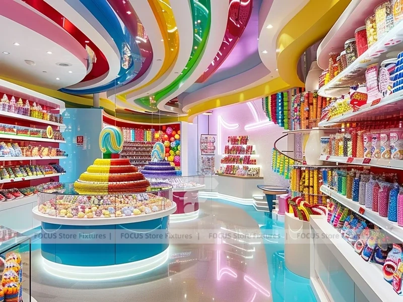 Sweet Galaxy Candy Experience Layout with Island Tasting Displays Concept