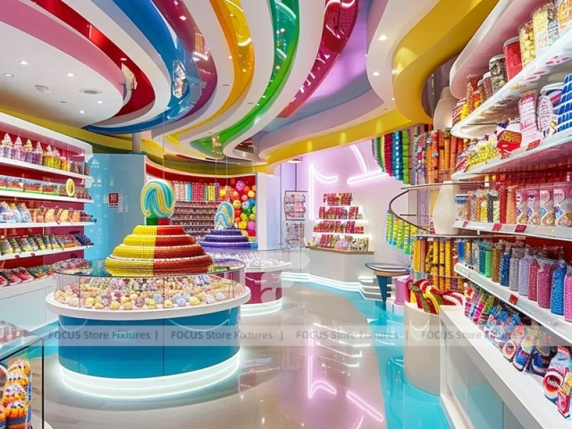 Sweet Galaxy Candy Experience Layout with Island Tasting Displays Concept