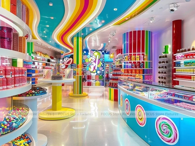 Sweet Galaxy with Island Tasting Displays Candy Experience Layout