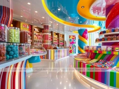 Sweet Galaxy with Island Tasting Displays Candy Experience Layout
