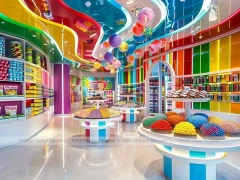 Sweet Galaxy with Island Tasting Displays Candy Experience Layout