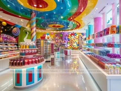 Sweet Galaxy with Island Tasting Displays Candy Experience Layout