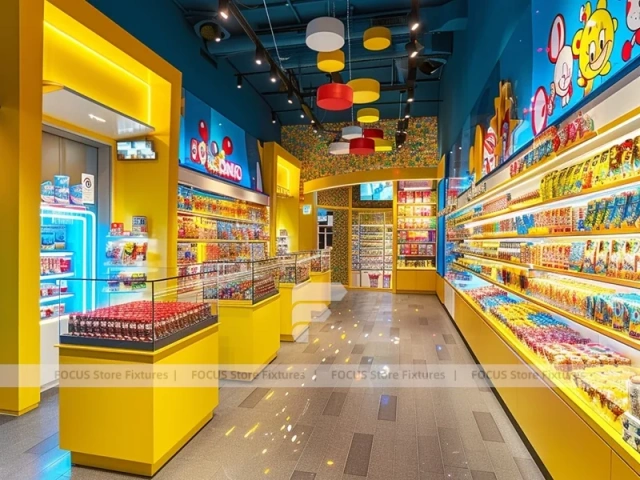 Toy Candy Sweet Retail Layout with Yellow Feature Counters
