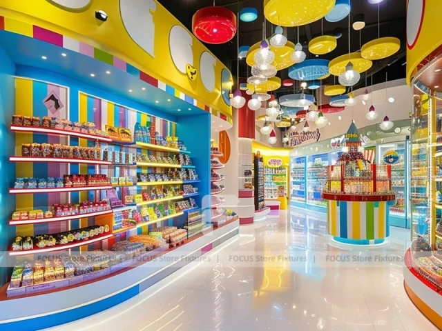 Toy Candy with Yellow Feature Counters Sweet Retail Layout