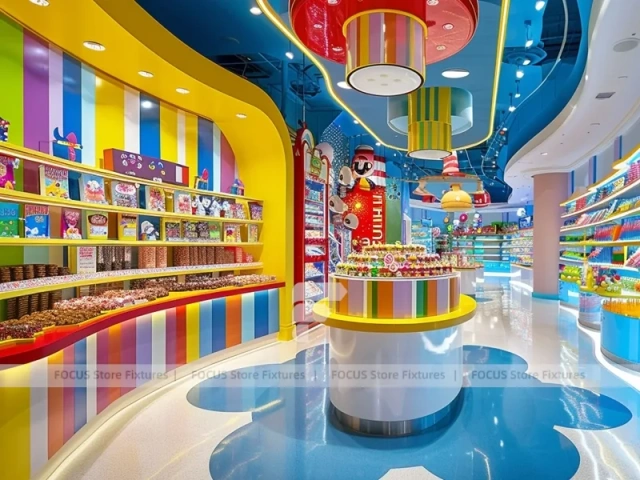 Toy Candy with Yellow Feature Counters Sweet Retail Layout