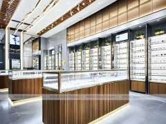 Walnut LED Eyewear Retail Gallery with LED Edge Counter