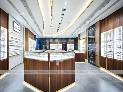Walnut LED Eyewear Retail Gallery with LED Edge Counter