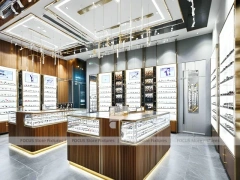 Walnut LED Eyewear Retail Gallery with LED Edge Counter