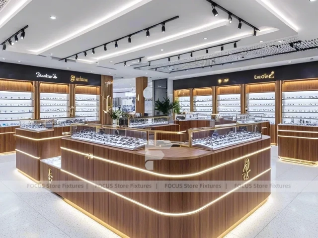 Walnut LED Vision Boutique System with LED Edge Counter