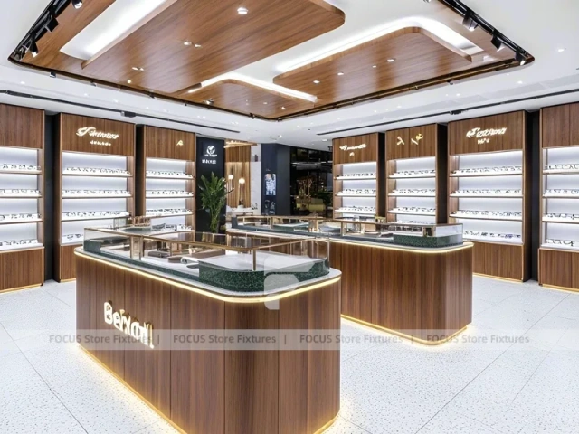 Walnut LED Vision Boutique System with LED Edge Counter