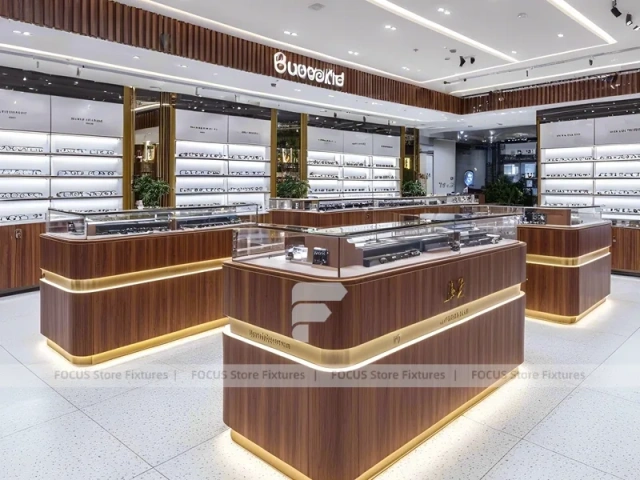 Walnut LED Vision Boutique System with LED Edge Counter