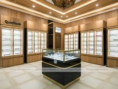 Warm Oak Vision Boutique Corridor with Boutique Centerpiece Counter