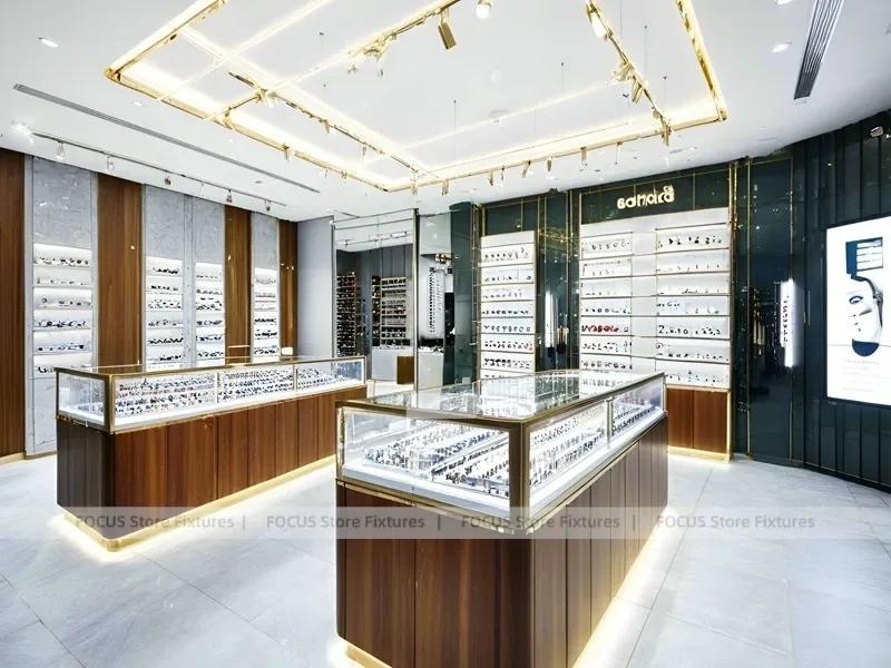 Warm Walnut Eyewear Showroom for Premium Eyewear Boutique