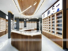 Warm Walnut Eyewear Showroom for Premium Eyewear Boutique