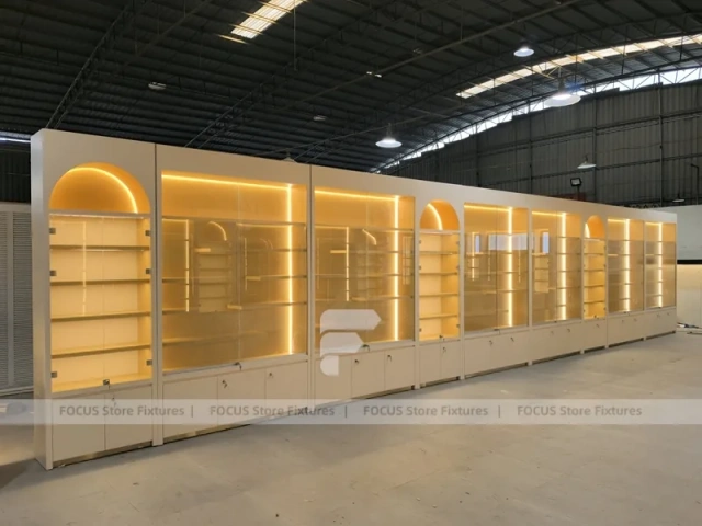 Warm White Arched Perfume Wall Display