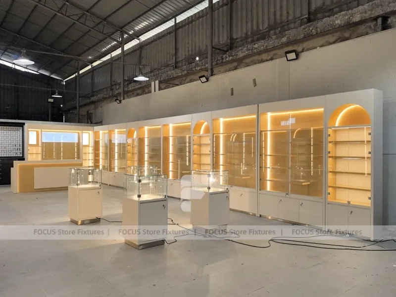 Warm White Arched Perfume Wall Display