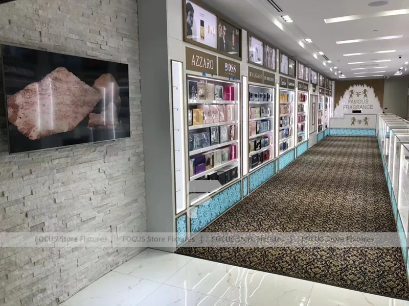 White Fragrance Boutique With Glass Display Showcases