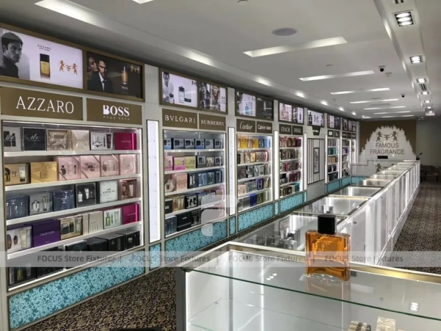 White Fragrance Boutique With Glass Display Showcases
