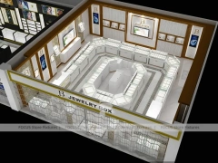 White Gold Jewelry Kiosk With U Shape Glass Counters