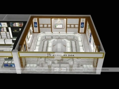 White Gold Jewelry Kiosk With U Shape Glass Counters