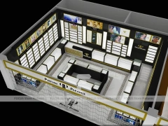 White Gold Jewelry Kiosk With U Shape Glass Counters