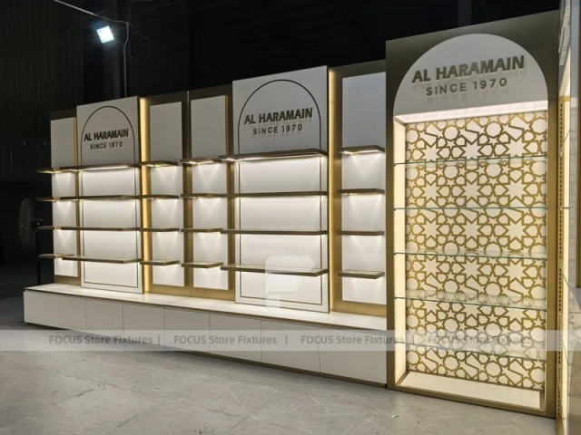 White Gold Perfume Arch Passage Display