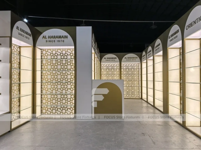 White Gold Perfume Arch Passage Display