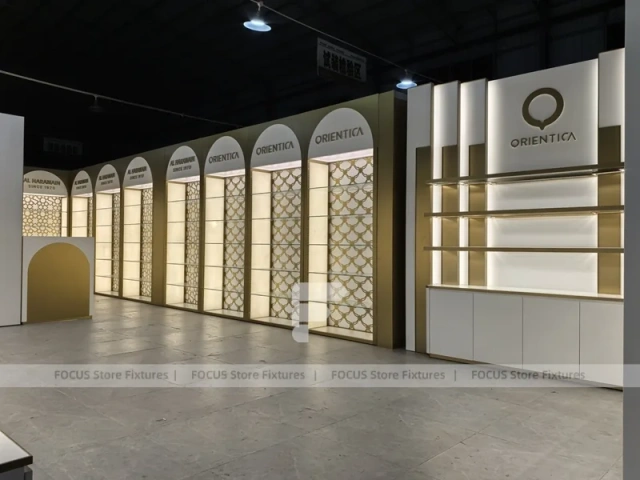 White Gold Perfume Arch Passage Display