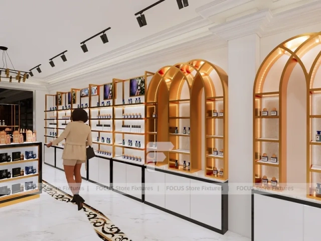 White Gold Perfume Boutique With Arched Wall Bays