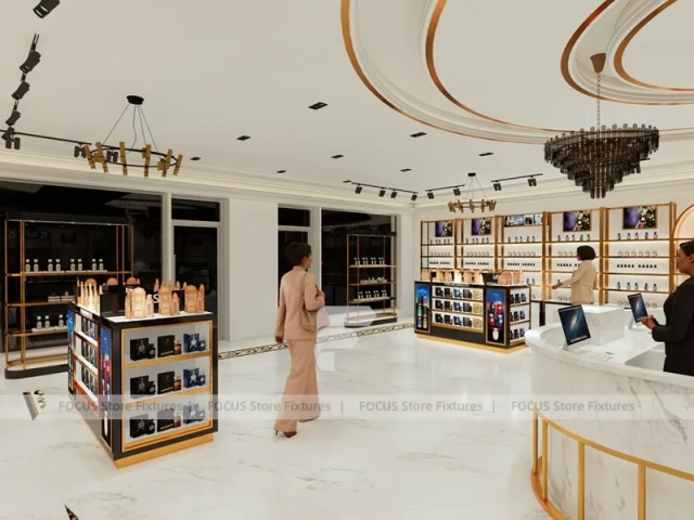 White Gold Perfume Boutique With Arched Wall Bays