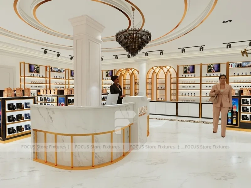 White Gold Perfume Boutique With Arched Wall Bays
