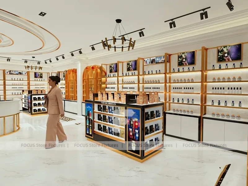 White Gold Perfume Boutique With Curved Reception Desk