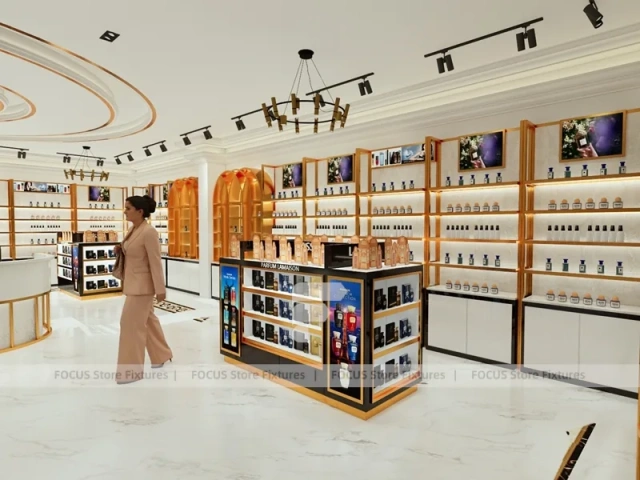 White Gold Perfume Boutique With Curved Reception Desk