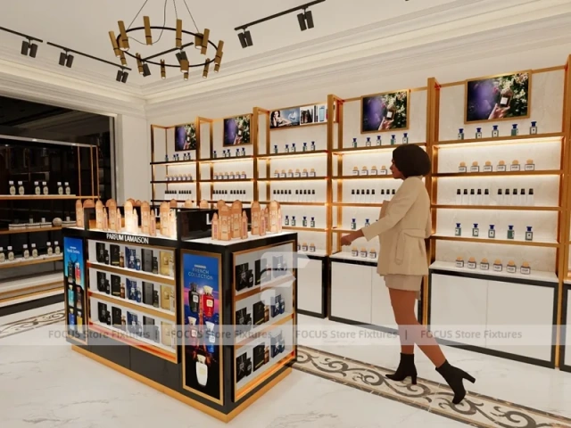 White Gold Perfume Boutique With Curved Reception Desk