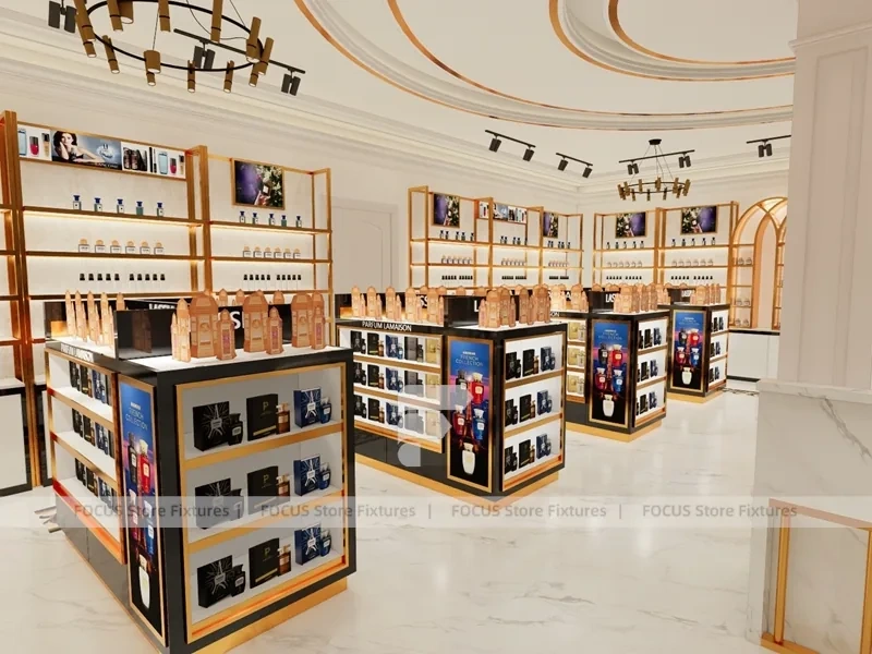 White Gold Perfume Boutique With Curved Reception Desk