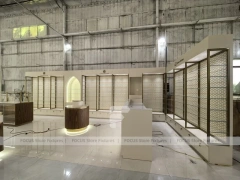 White Gold Perfume Counter With Lattice Screens