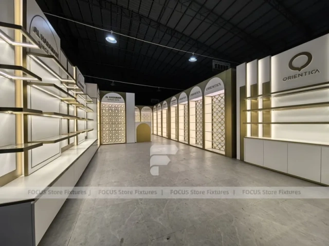 White Gold Perfume Facade Wall Display
