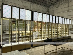 White Gold Perfume Floor Display With Center Gondolas