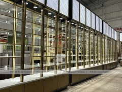 White Gold Perfume Floor Display With Center Gondolas