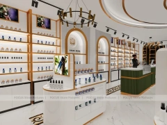 White Gold Perfume Showroom With Round Center Column