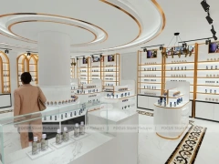 White Gold Perfume Showroom With Round Center Column