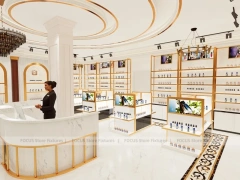 White Gold Perfume Wall Display With Arched Niche