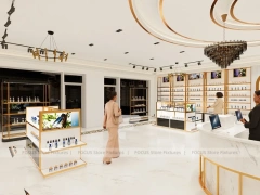 White Gold Perfume Wall Display With Arched Niche
