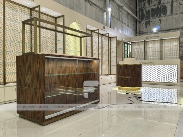 White Perfume Corner Layout With Arch Doorway