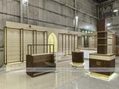 White Perfume Corner Layout With Arch Doorway
